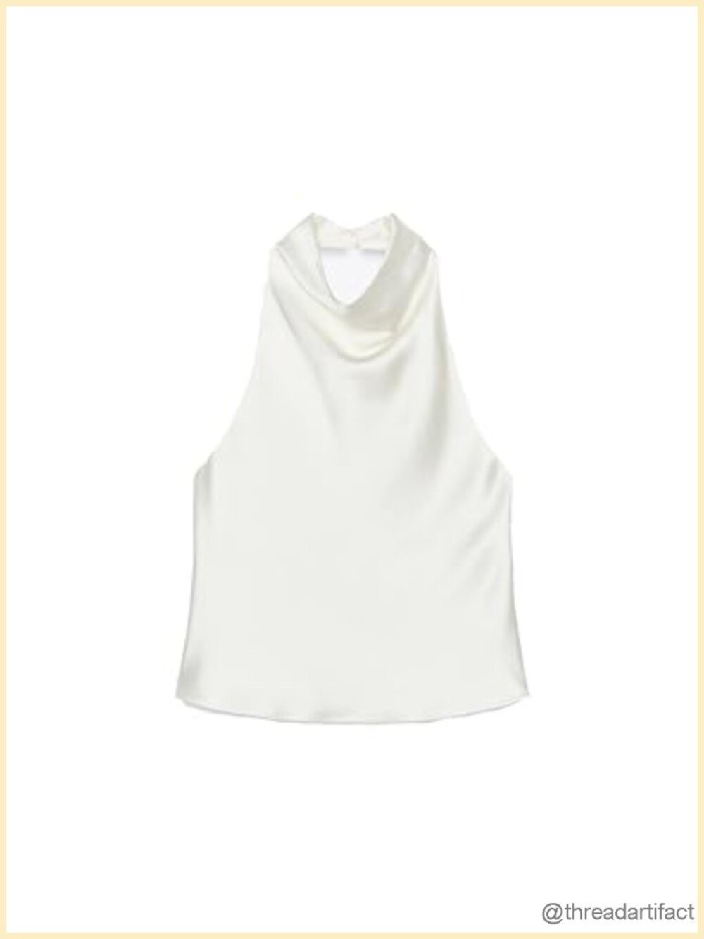 Satin Tank Top Backless Halter Neck Camisole Draped Front Loose Fit Summer Top